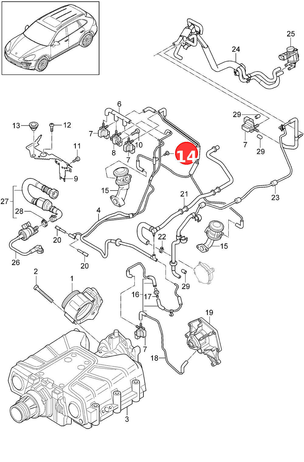 Vacuum line(complete) OE 95811077320