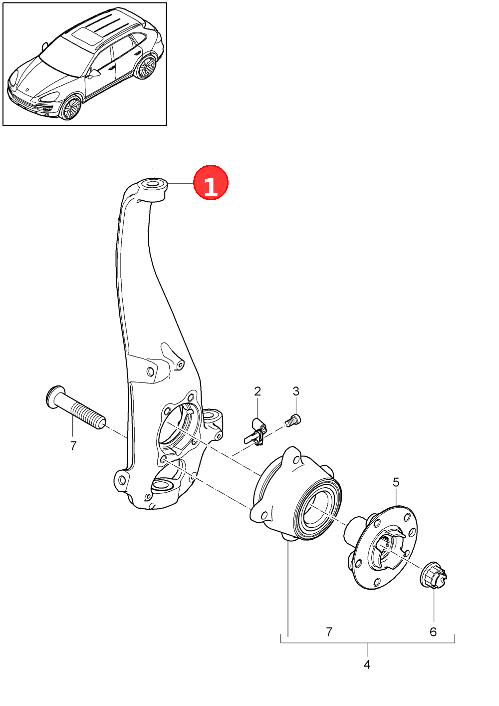 Swivel mounting OE 95834115500