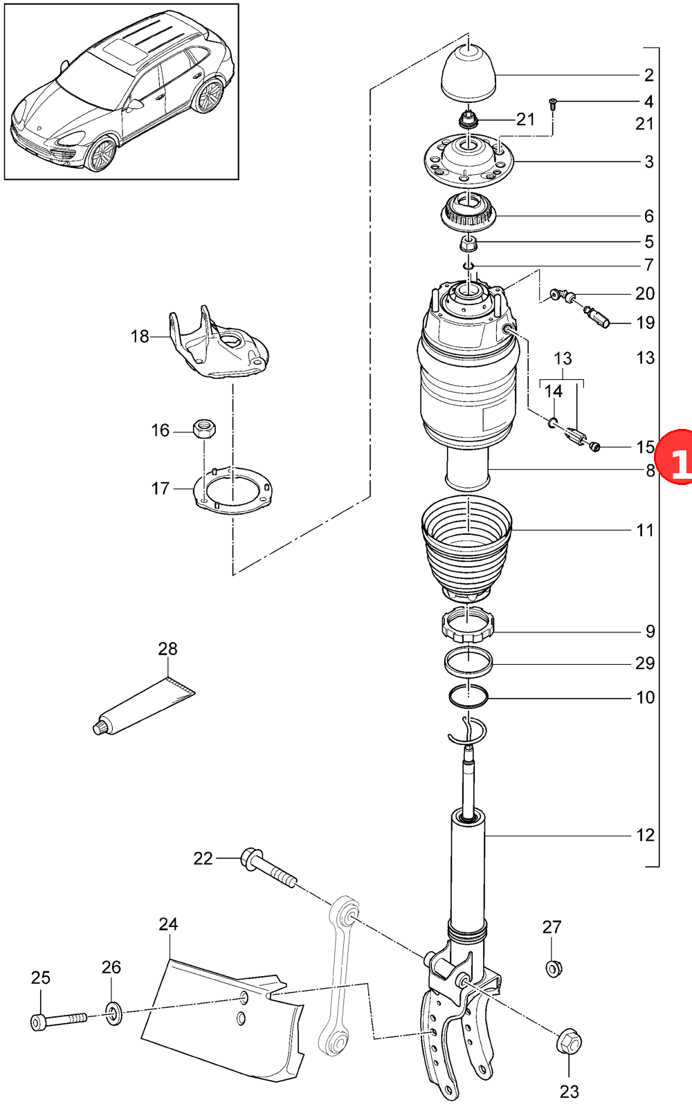 suspension strut complete OE 95835803900
