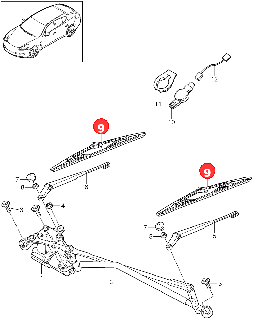 1 set: wiper blades(drivers side)(passenger side) OE 97062890100