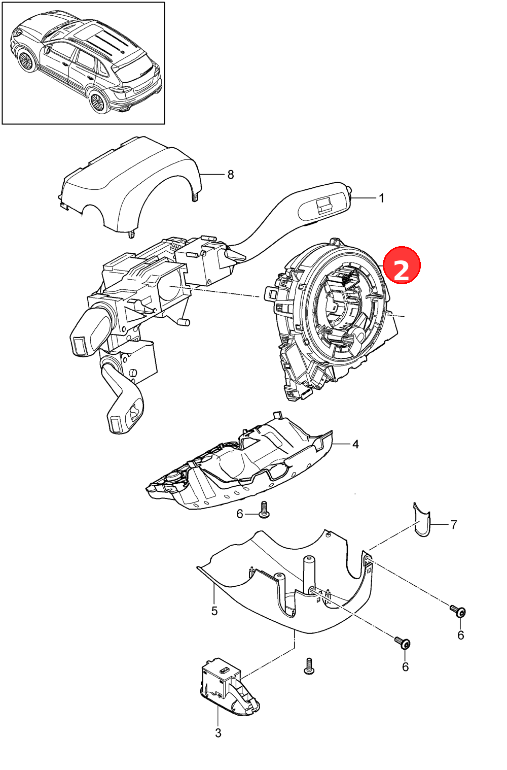 Control unitSteering column switchIncludedcancelling ring with slip ringand steering sensor OE 95B953568