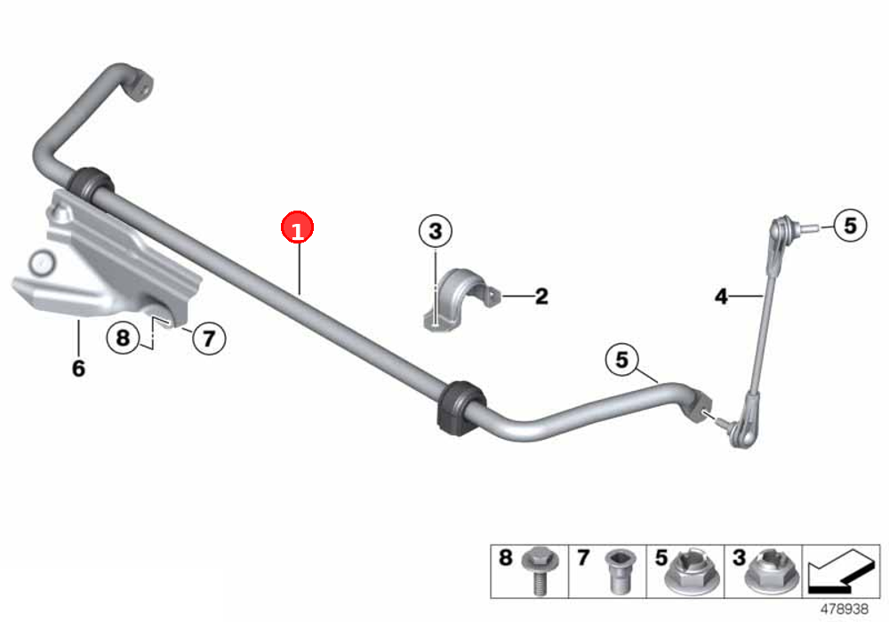 Stabilizer front with rubber mounting OE 31306869291