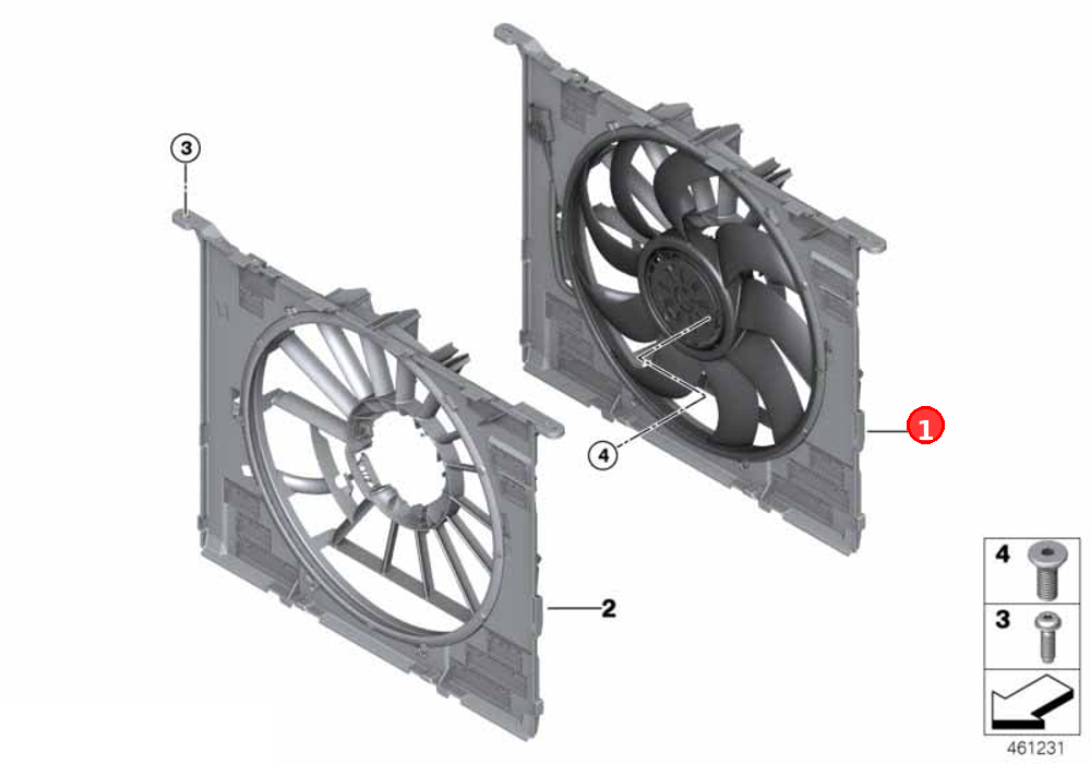 Fan housing with fan OE 17428472269