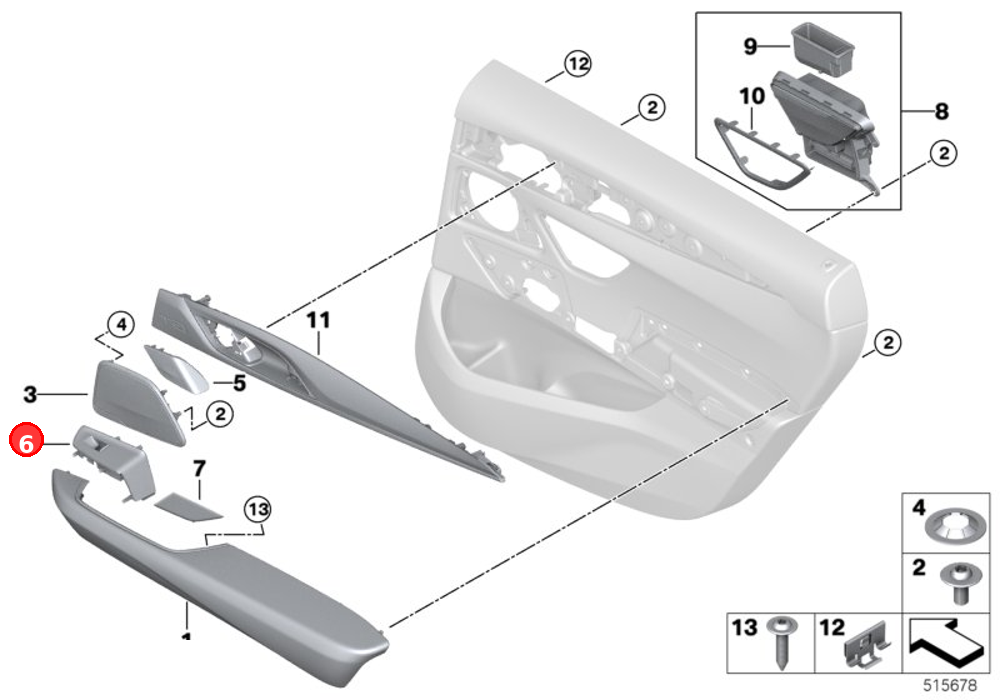 Trim, switch, power window, right OE 51427466780