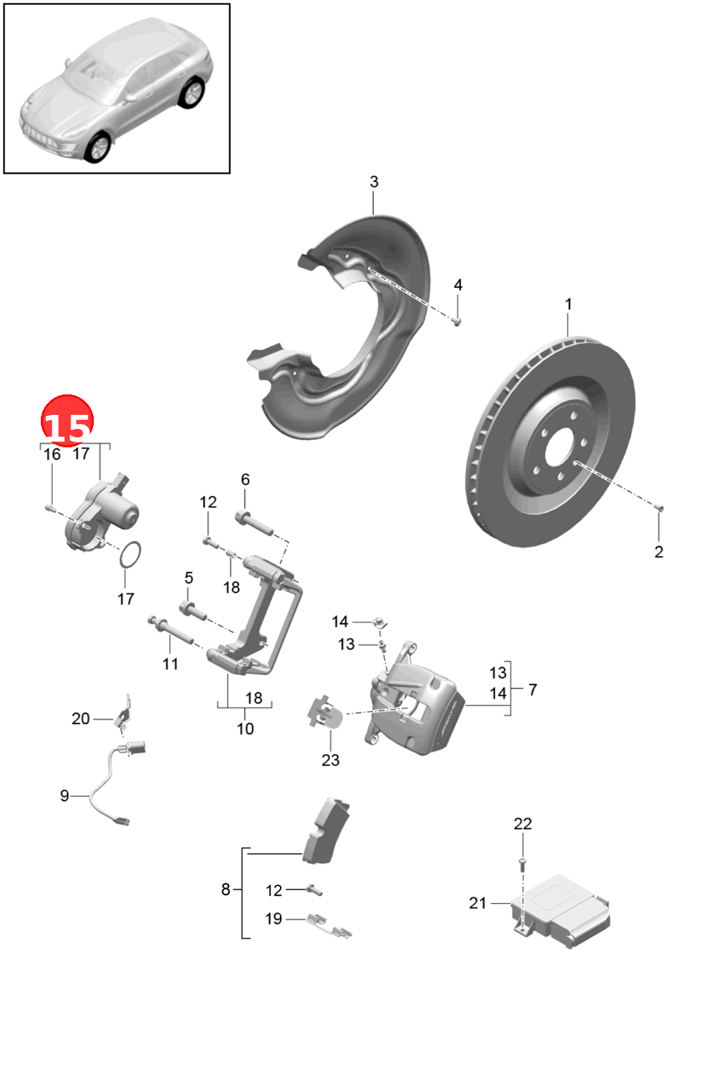 Servomotor for brake calliperhousing with assembly partsParking brakeIncludedFasteners OE 8K0998281A