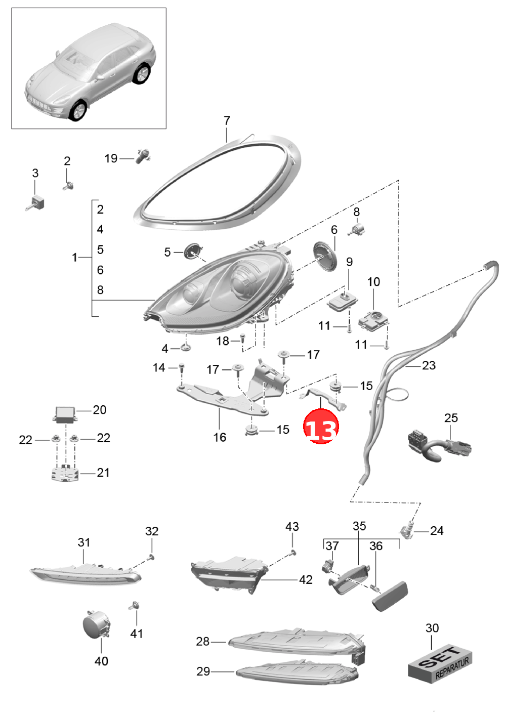 Bracket for headlightSetting device OE 95B941058B