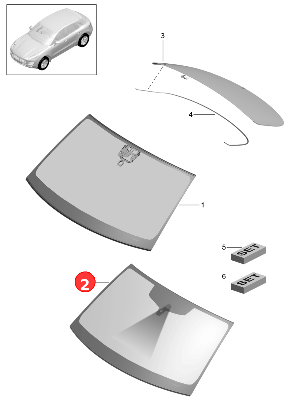 Windscreen (laminatedinsulated glass)for vehicles withCamera also use: OE 95B845099MY