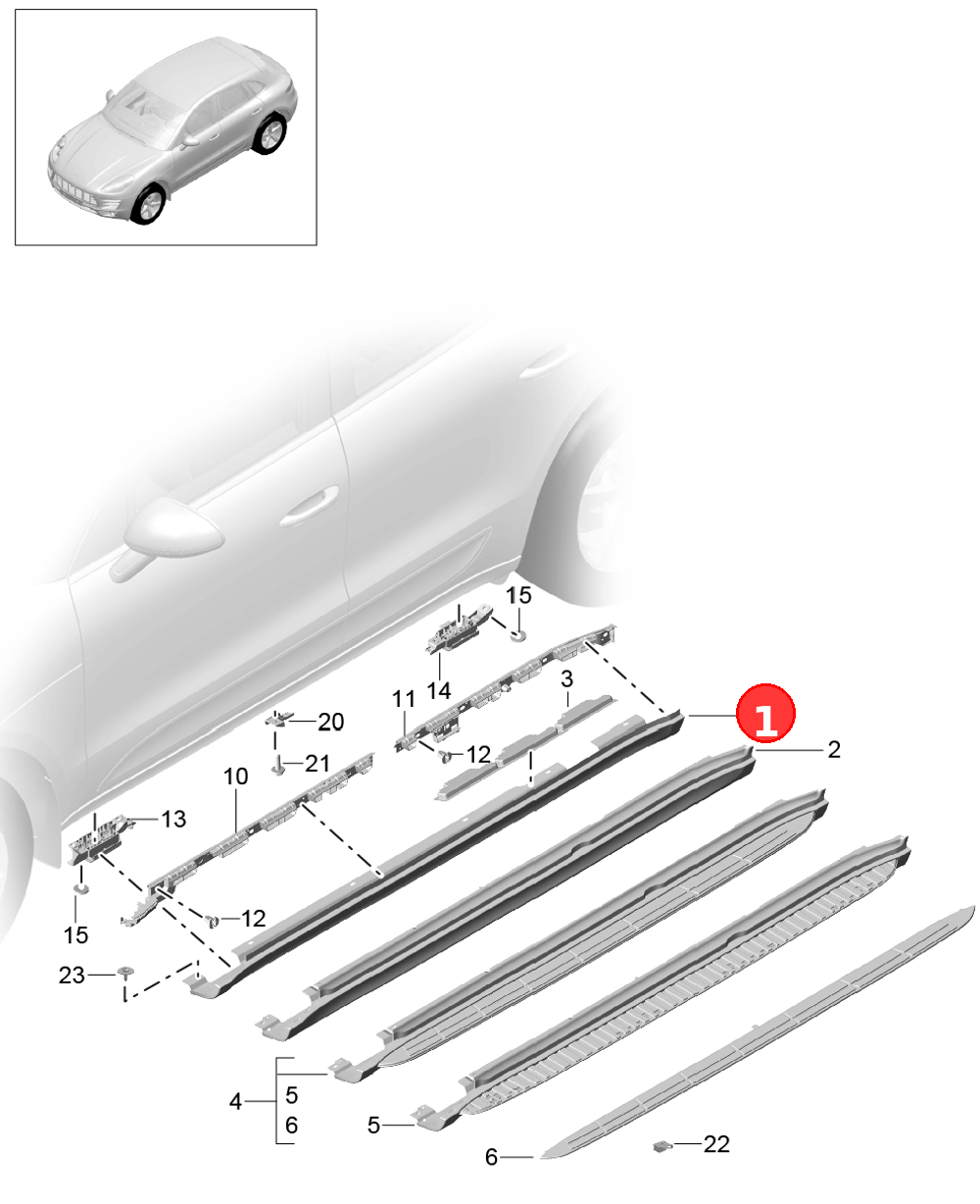 Side member trimadditionally to be used items: OE 95B853563