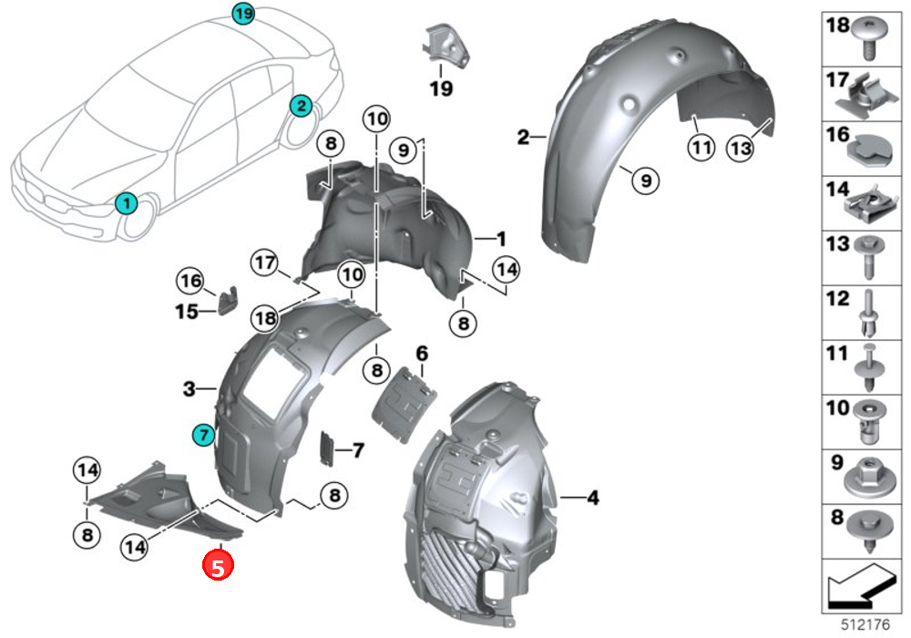 Cover, bottom right OE 51718055020