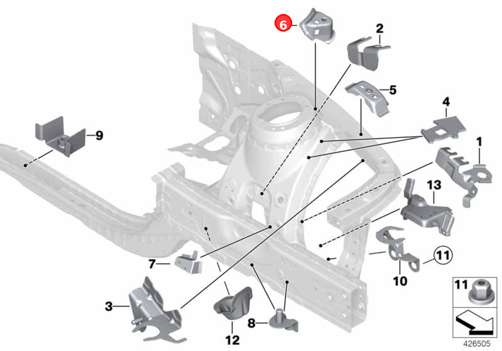 Holder, suspension cross-brace,rear lft OE 41007346817