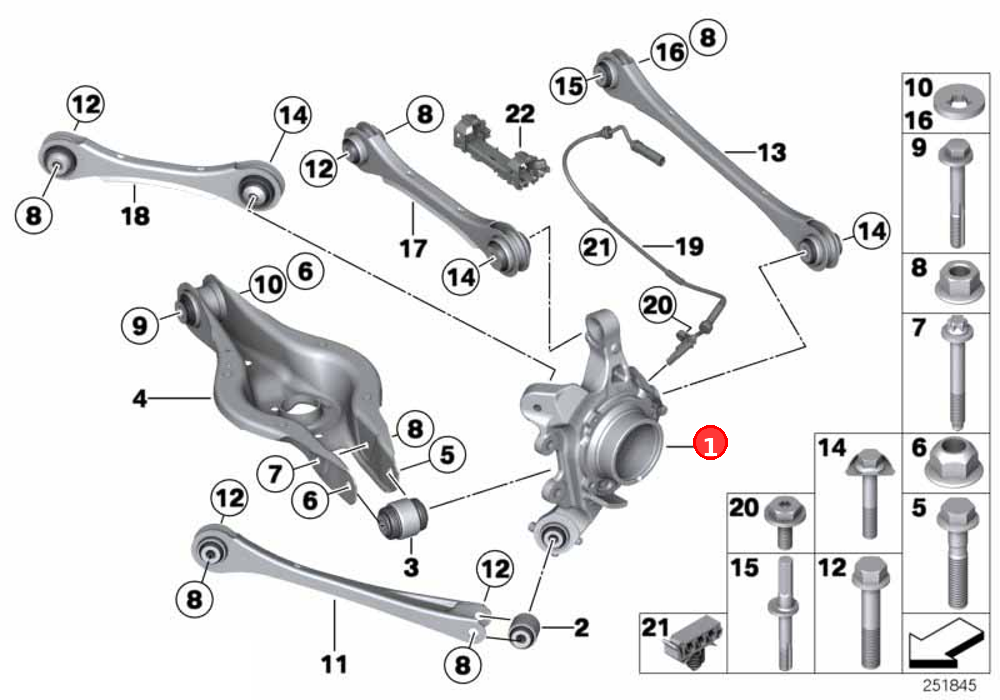 Wheel carrier, rear right OE 33326792524