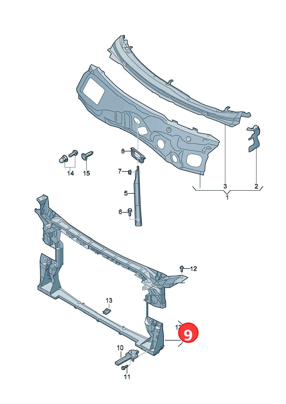Lock carrier with mounting forcoolant radiatorD - 08.11.2021>> OE 8W0805594