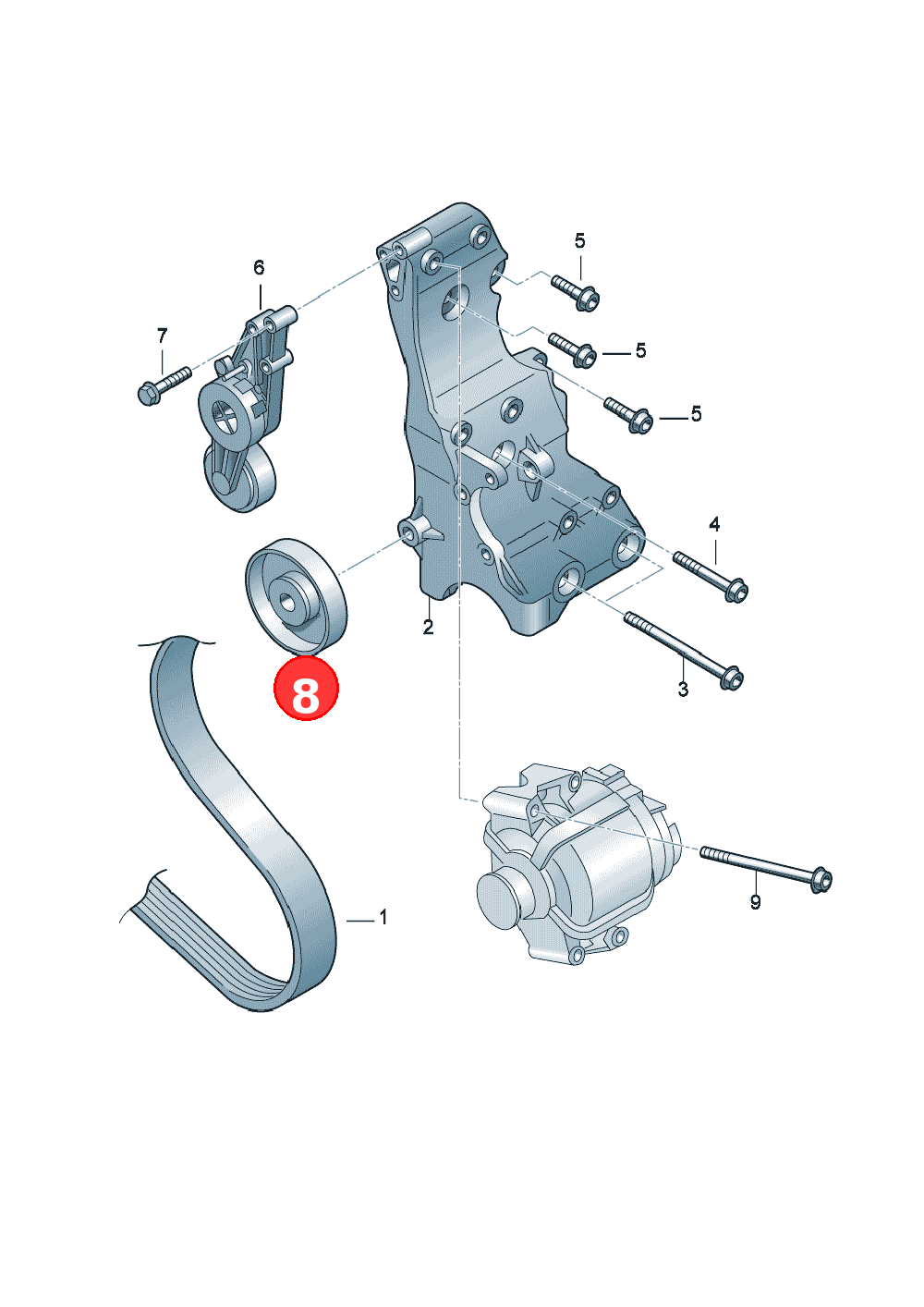 idler pulleyfor vehicles with air condit. OE 06B903341B