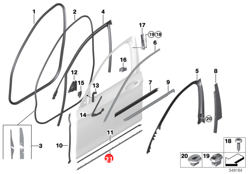 Strip, door, bottom left OE 51137397867