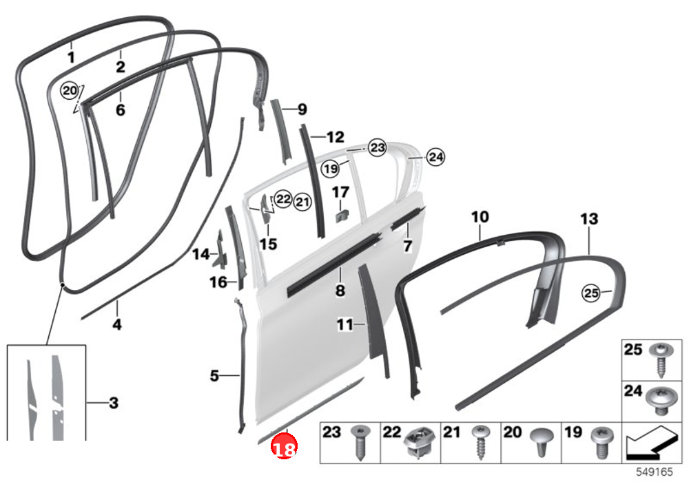 Strip, door, bottom left OE 51137397869