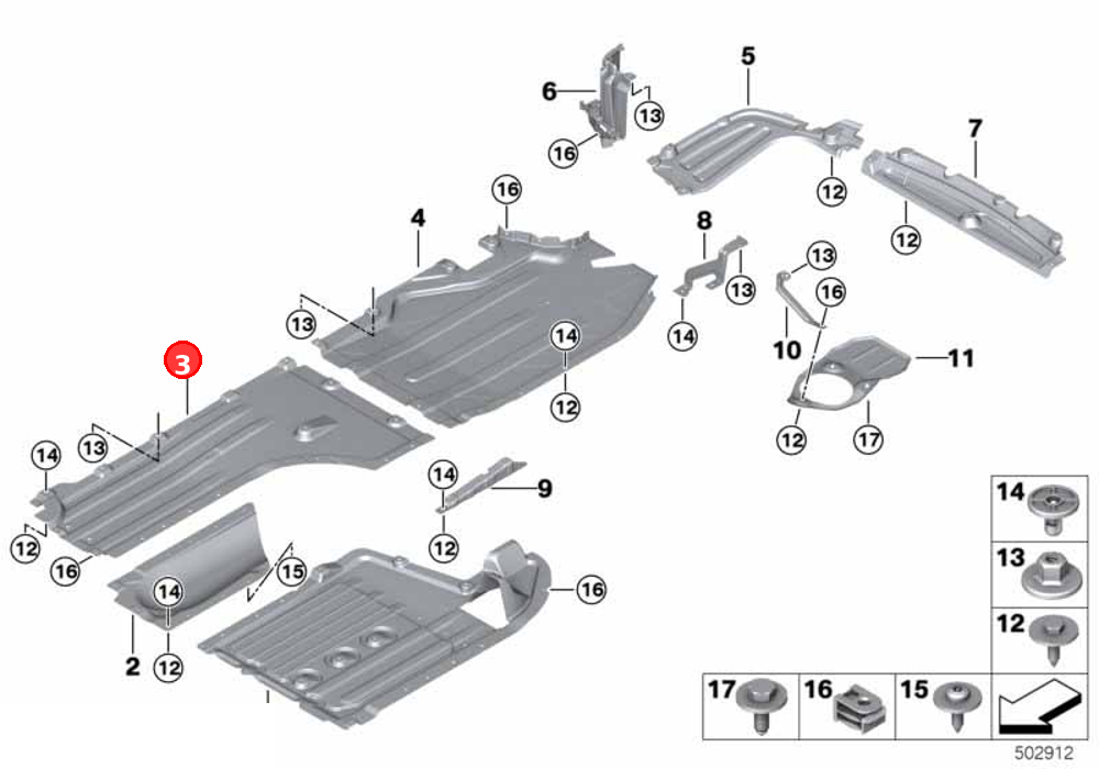 Underbody panelling, side front right OE 51757424882