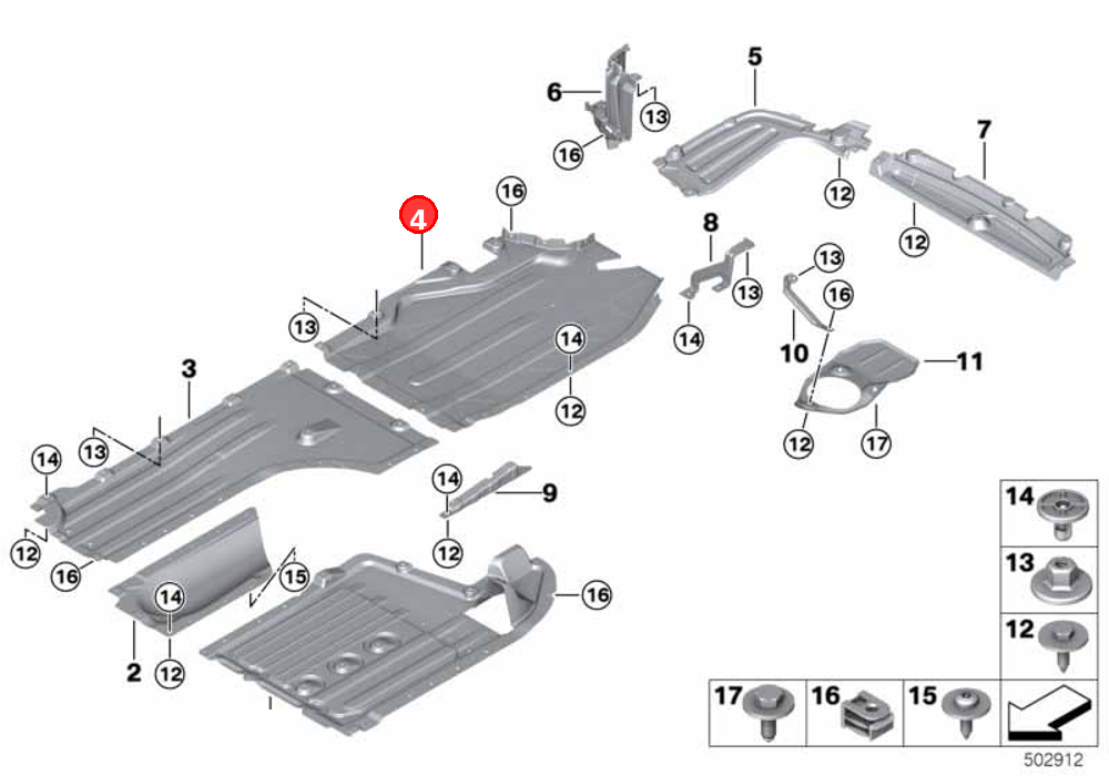 Underbody panelling, tank, left OE 51757424889