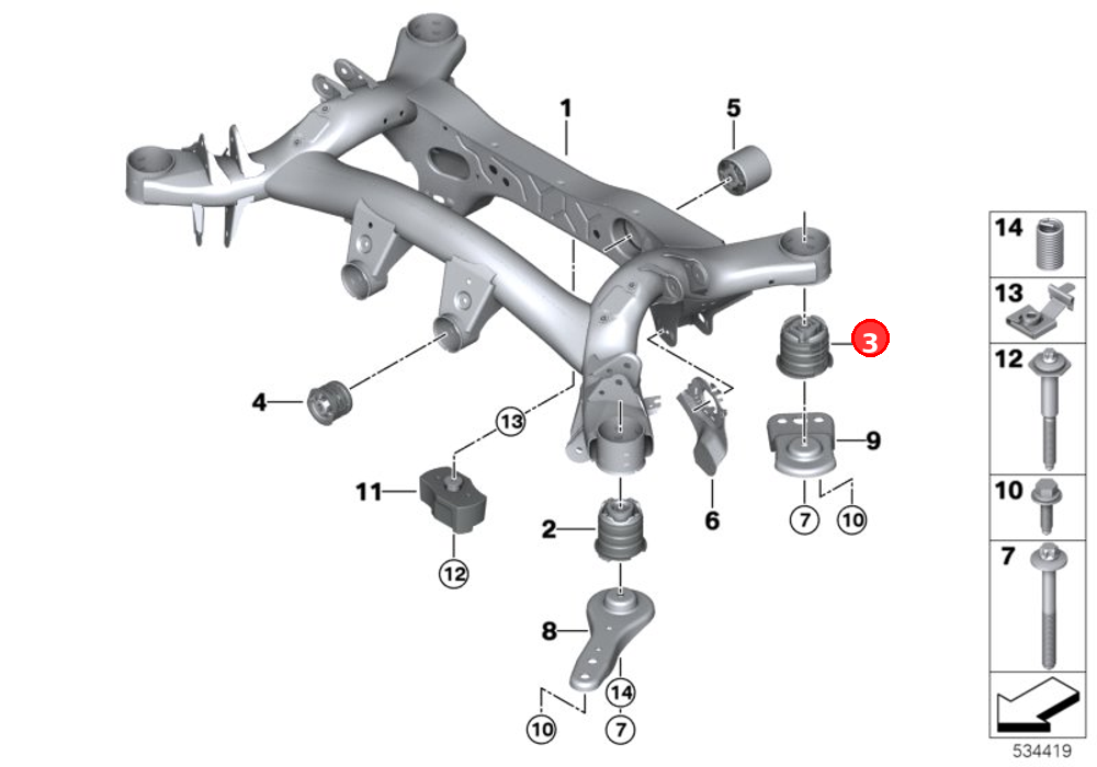 Rubber mounting rear OE 33316868537