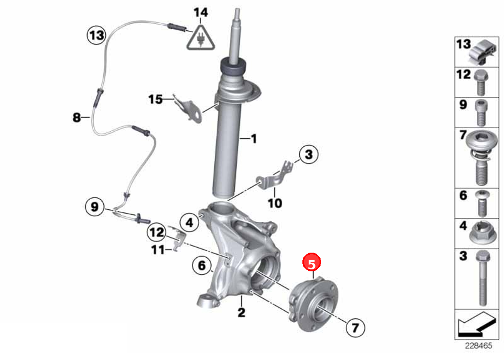Wheel hub with bearing, front OE 31206870725