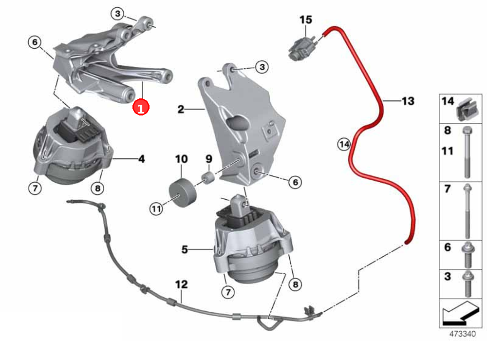 Engine supporting bracket, right OE 22116861564