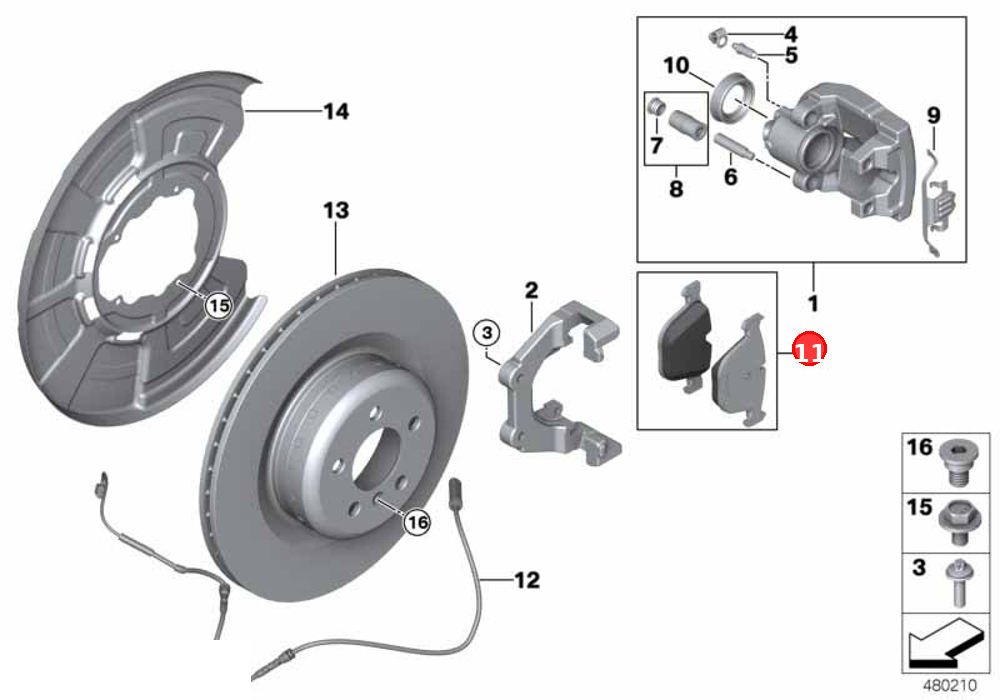 Repair kit, brake pads asbestos-free OE 34216794879
