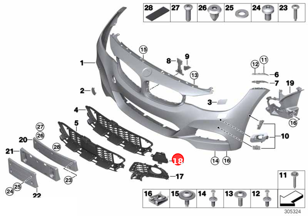 Trim, grille, left OE 51118057199