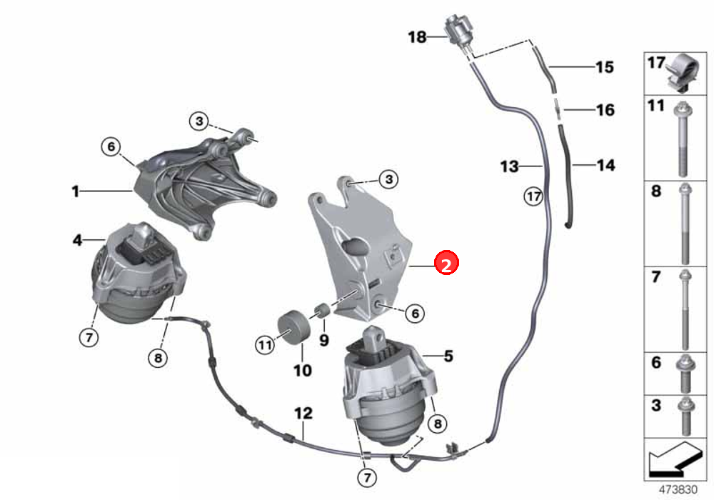 Engine supporting bracket, left OE 22116864593