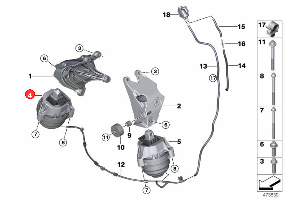 Engine mount, right OE 22116883514