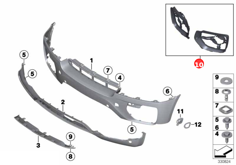 Repair kit, bumper, front OE 51117210936