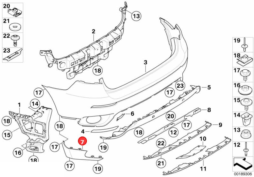 Trim panel lower right OE 51127187146