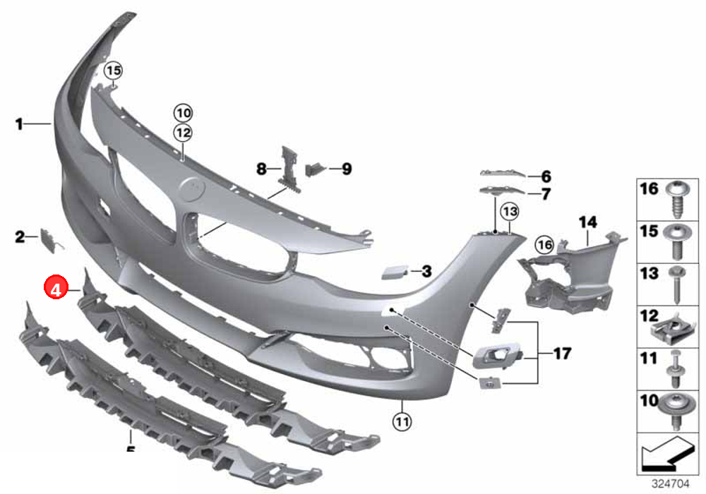 Insert, air inlet, middle OE 51117293808