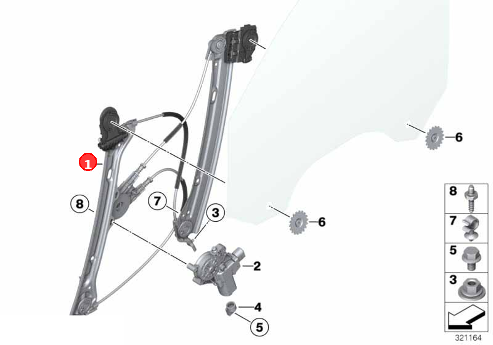 Window lifter without motor,front left OE 51357339591