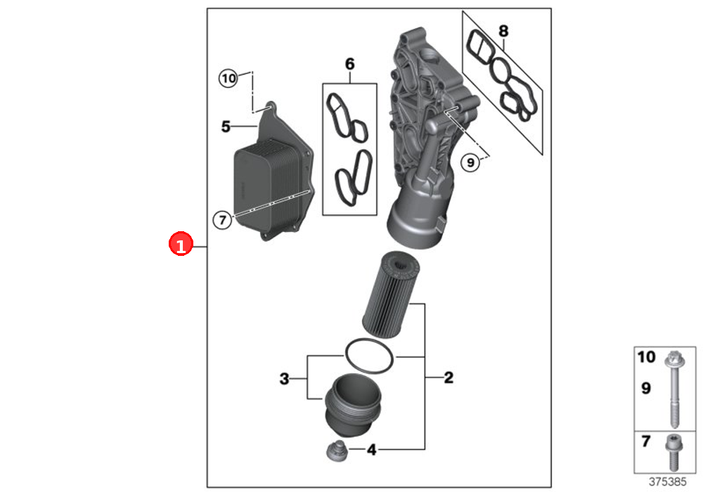 Oil filter with oil-to-coolant heat exch OE 11428585235