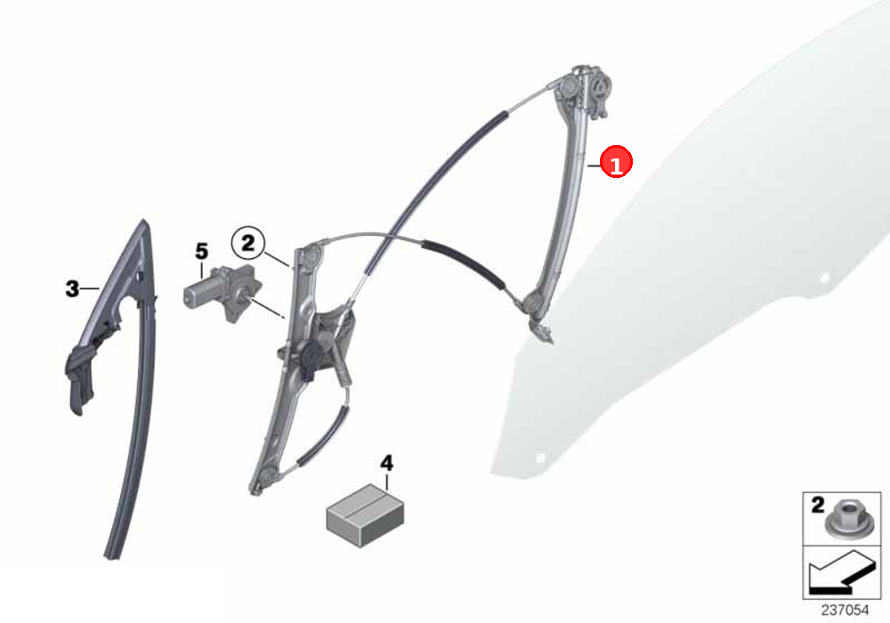 Window lifter without motor,front left OE 51337223651