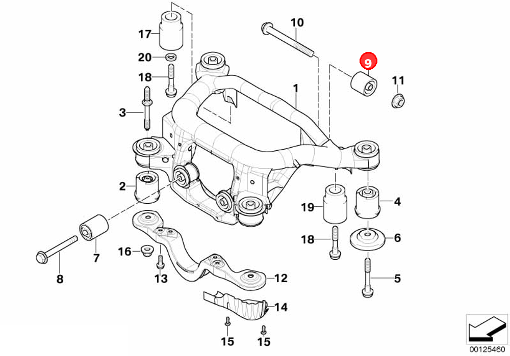 Rubber mounting rear OE 33176751808