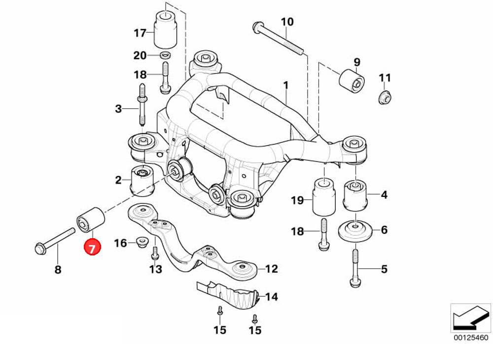 Rubber mounting front OE 33176770788