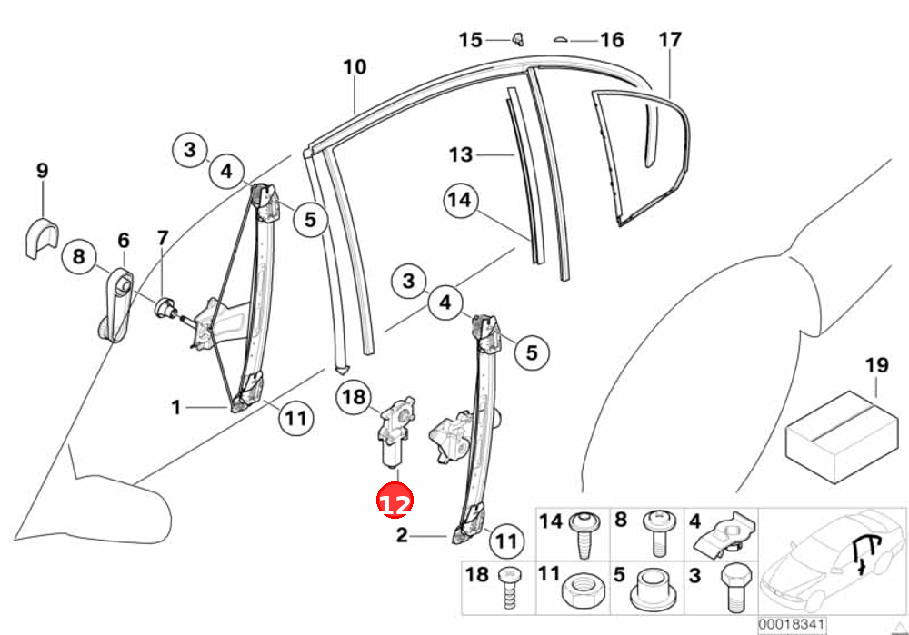 Drive for window lifter, back OE 67628362065