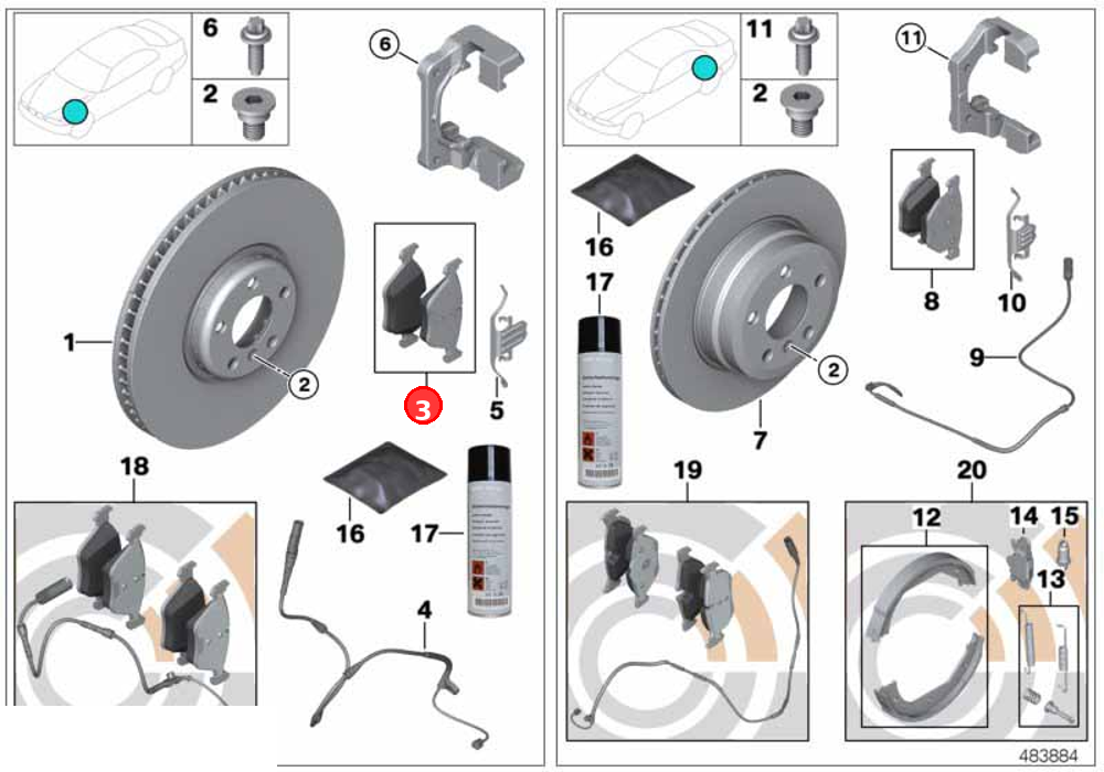Repair kit, brake pads asbestos-free OE 34116791514