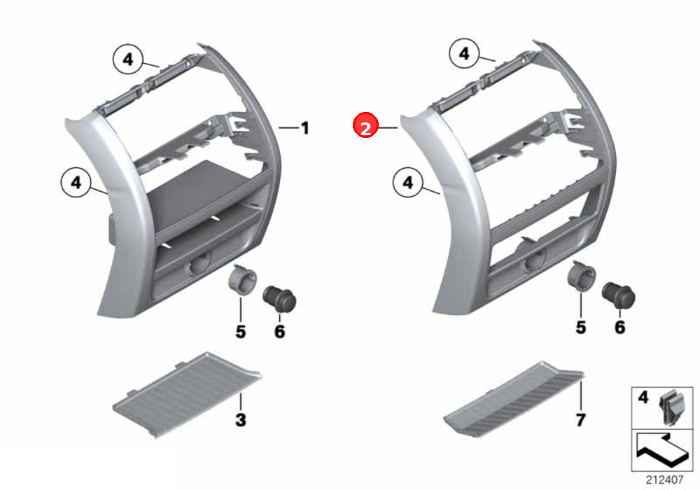 Cover centre console, rear OE 51169206789
