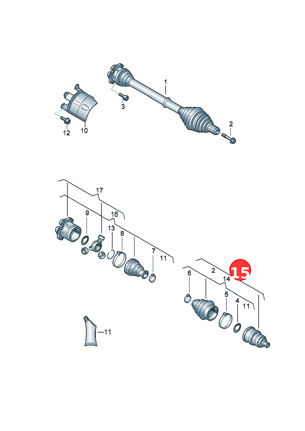 Outer joint withassembly parts only to be used for: OE 8K0498099D