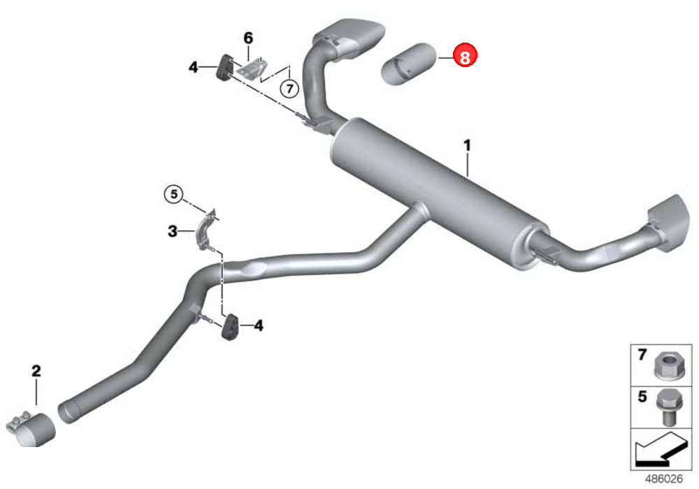 Tailpipe trim, chrome OE 18308626665