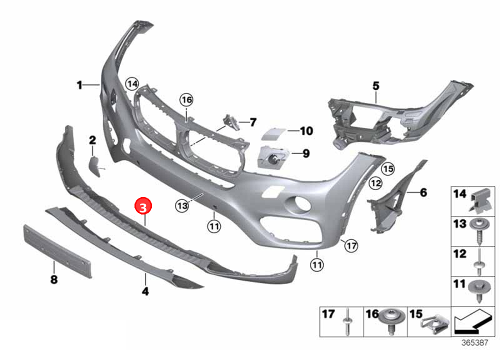 Cladding, bumper, front OE 51117319796