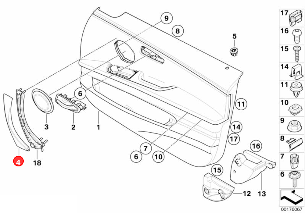 Clasp, inside door handle, left OE 51416971291