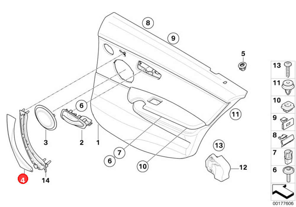 Clasp, inside door handle, right OE 51416971292