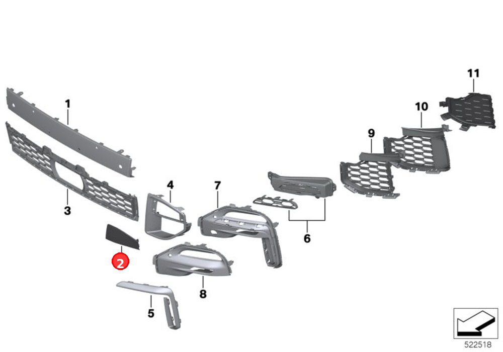 Flap, towing lug, painted, right OE 51118069237