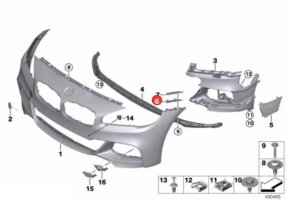 Insert, bumper front right OE 51117301576