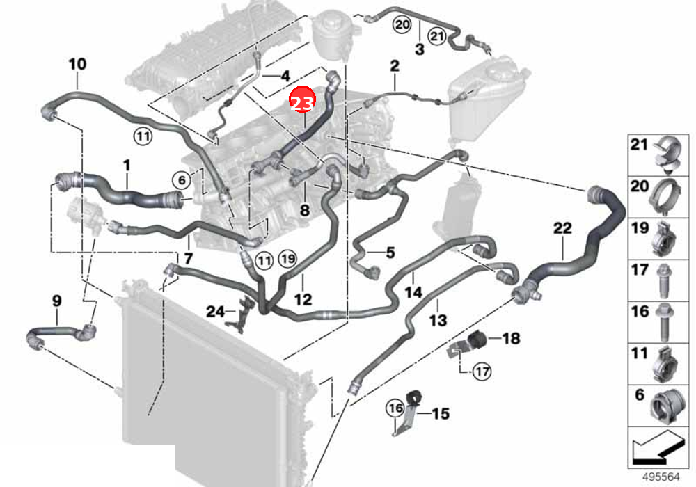 Line, coolant pump- OE 17128602651