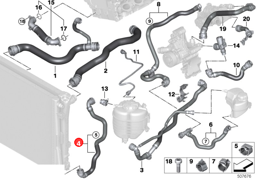 Hose radiator OE 17128654833