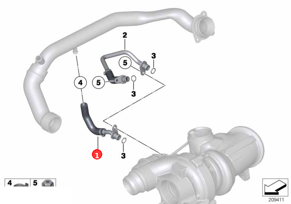 Coolant feed line OE 11537583901