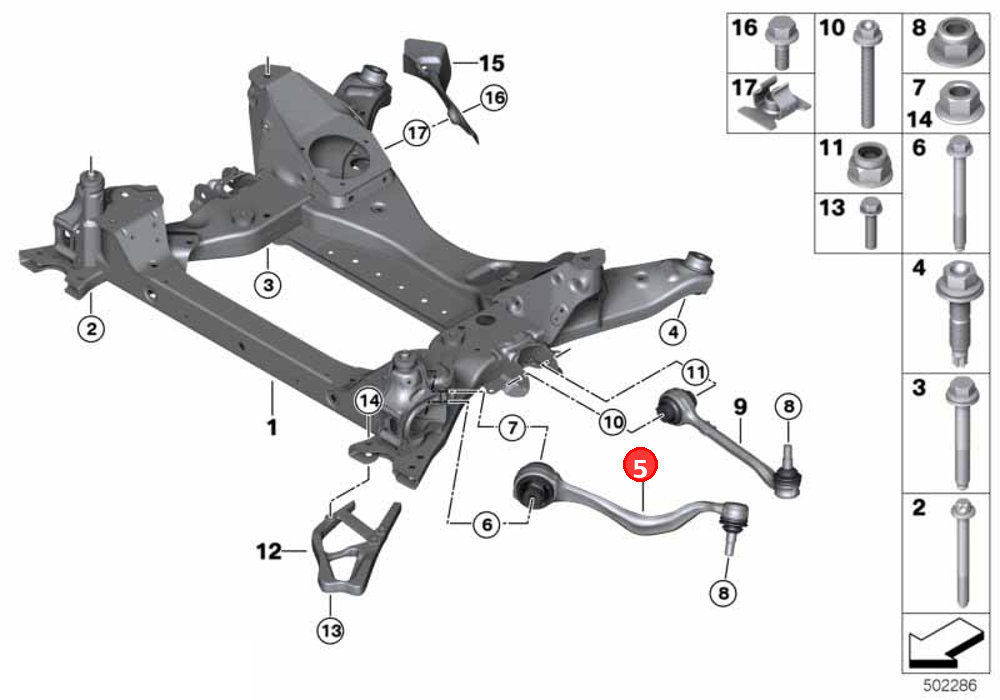 Tension strut with hydr. mount, right OE 31106890904